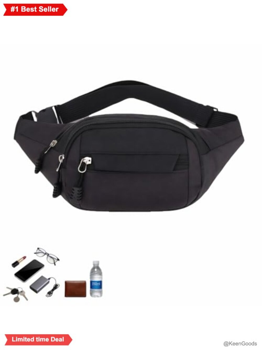 Multifunctional Waist Pack Crossbody Bag Running Travel Workout Water-Resistant